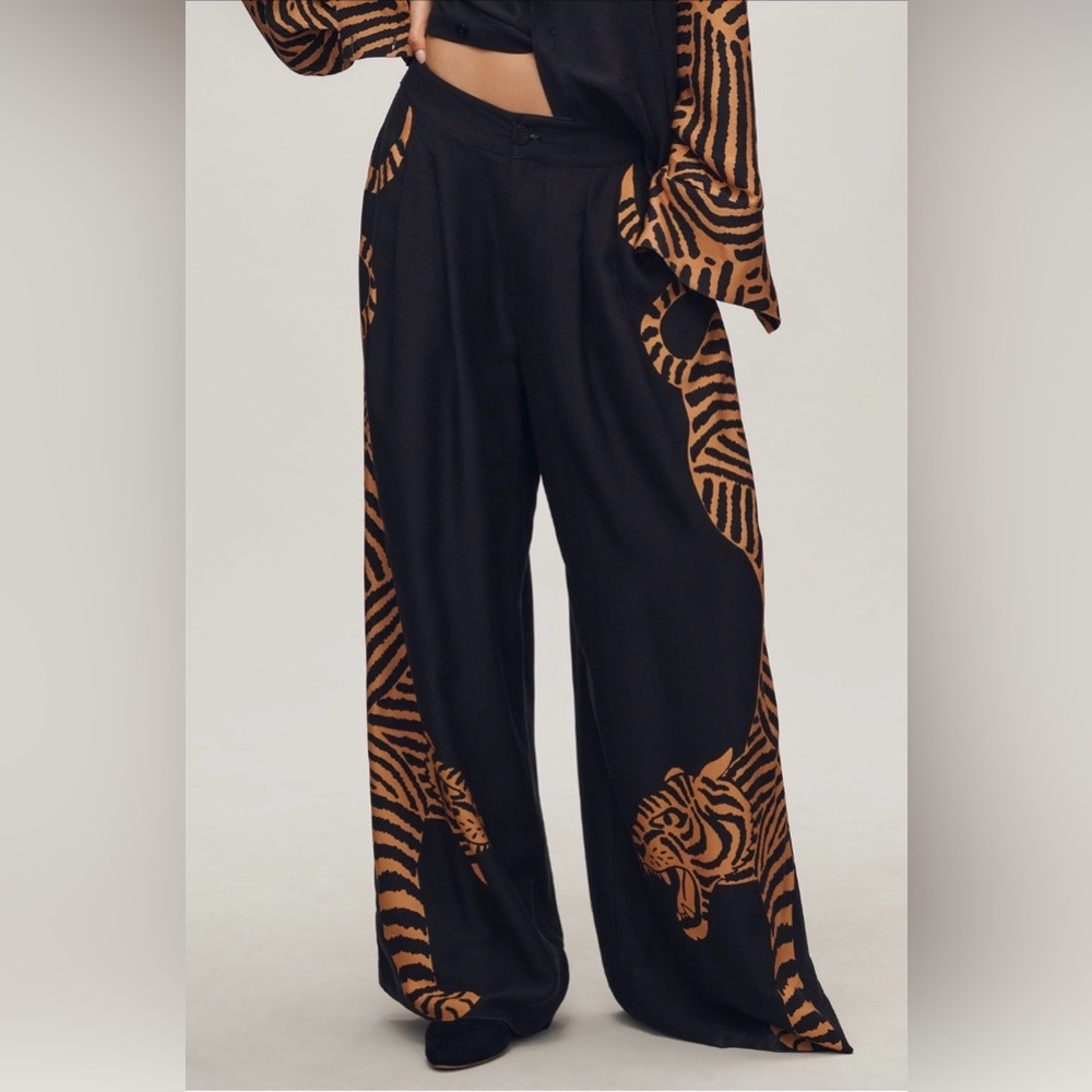 Anthropologie x Farm Rio Wide-Leg Tiger Pants, NWT - Picture 2 of 5
